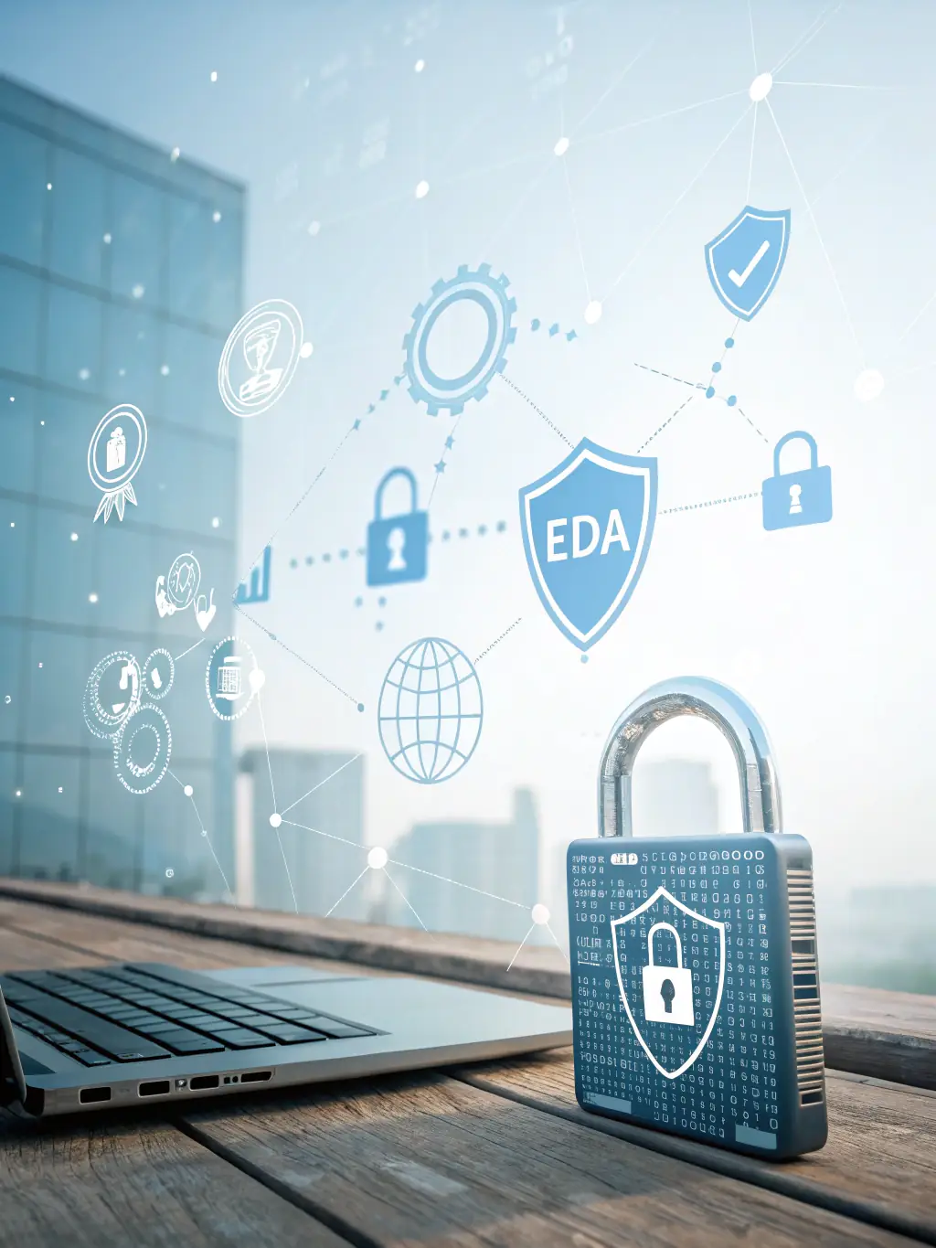 An image depicting data privacy and security icons, emphasizing GDPR compliance within the AI automation solutions.